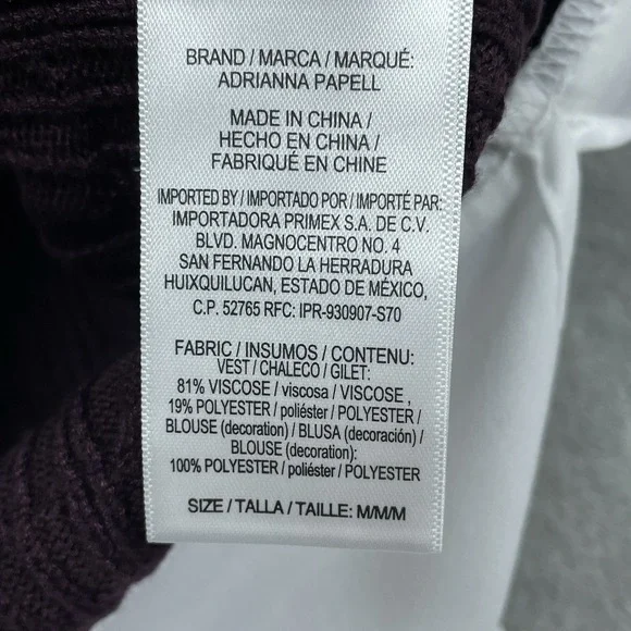 Adrianna Papell Women's M Sweater Vest Purple Viscose Blend e0006 - Picture 7 of 8